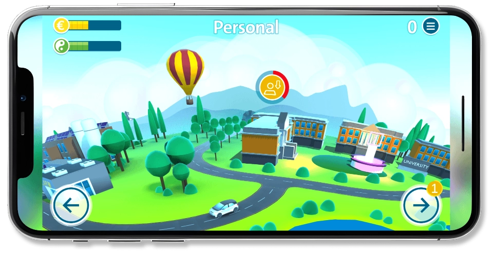 Screenshot showing a bright world overview of the game Compliance Guardian.