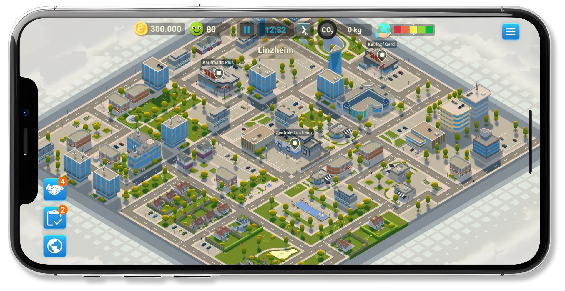 Screenshot of NaTuL, showing a city isometric view.